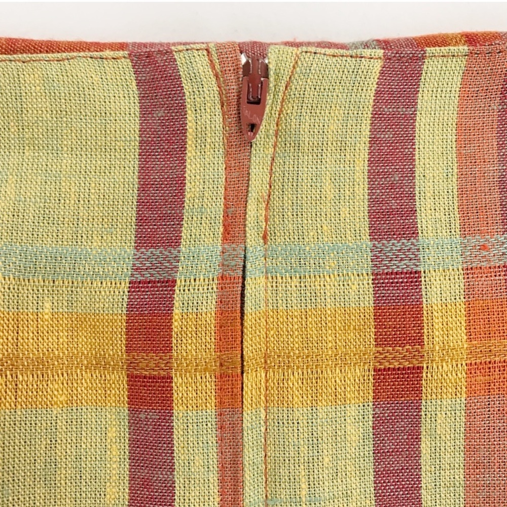 Vintage plaid skirt by Hunters Run orange rust linen skirt lined zip at back| 12 - Picture 4 of 12